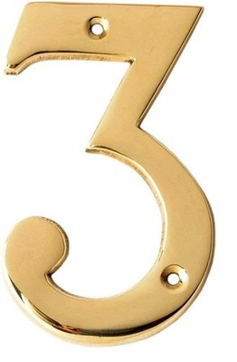 4'' Brass House Hotel Door Number Plaque Numeric Numerical Digit 0-9 (3 (Three))