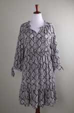 TALBOTS NWT $149 Snake Python Print Blouson Ruffle Smocked Dress Size Large