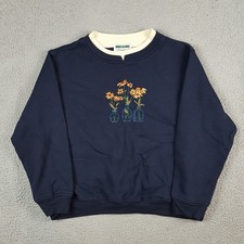 Vintage 90s Flower Vase Floral Nature Sz Petite L Crewneck Sweatshirt Pullover