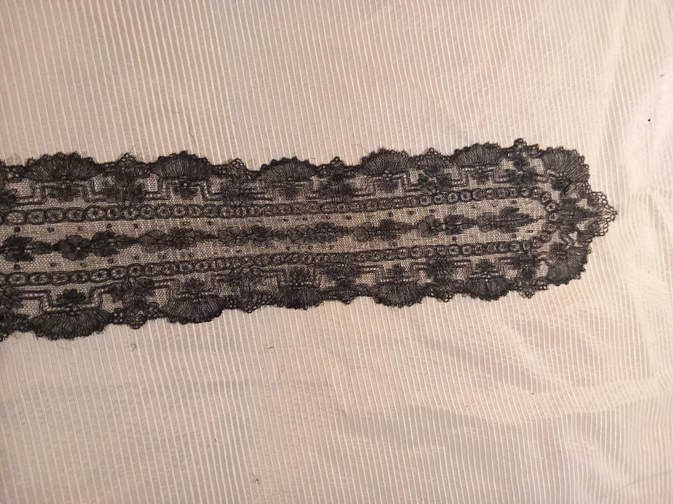 Guipure Dentelle Noire XIXe Crinoline Costume Textile Ancien Partie Coiffe ? - Photo 4/4