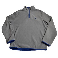 Brooks Brothers 346 Mens M 1/4 Zip Pullover Fleece Long Sleeve Mock Gray Blue