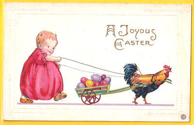 POSTKARTE CPA geprägt JOYOUS EASTER BABY BABY Hahnkupplung Hahngeschirr