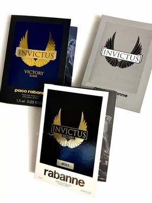 3 pc Set Paco Rabanne INVICTUS Victory Absolu & Elixir Men s Sample Spray Vials