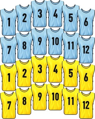 Yahenda 24 Pcs Sports Pinnies Soccer Scrimmage Practice Large, Gold, Sky Blue