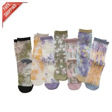 Ankle High Vintage Flower Socks - Stylish Sheer Mesh for Women s Summer Outfits