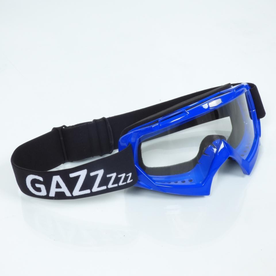 Lunette masque moto GAZ bleu avec bandeau réglable pour casque tout terrain