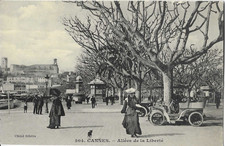 Old postcard travelled CANNES - Allée de la Liberté (1911)