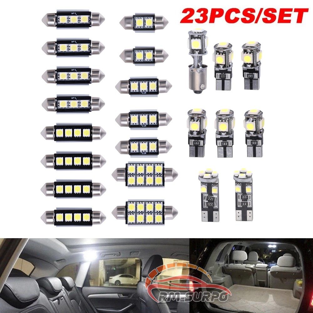 23x White LED Car Interior Inside Light Dome Trunk Map Licen