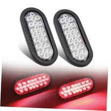 6 Inch Oval Clear Lens Red 24 LED Stop Brake Signal Lights Clear/Red Pack of 2