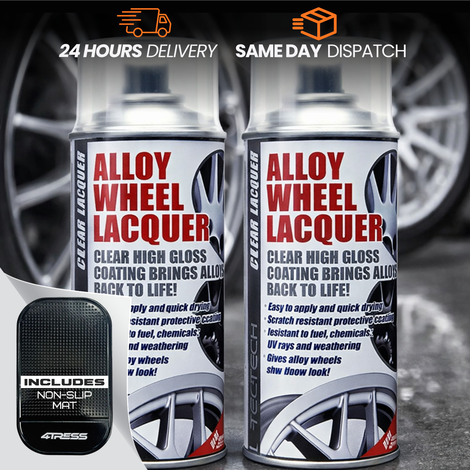 Car Clear Lacquer Spray E-TECH Alloy Wheels Refurbishment 2x 400ml Cans +M