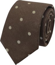 Polka Dot Ties for Men, Cotton Skinny Mens Neckties Casual, Brown
