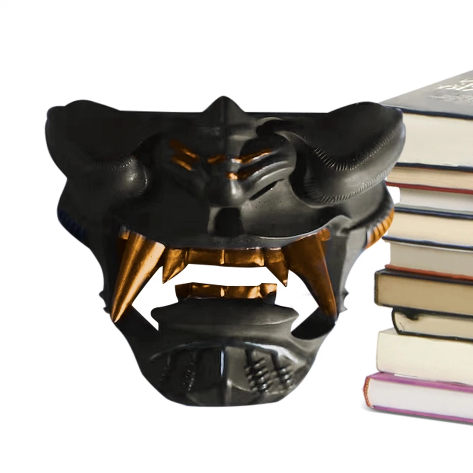 Black Oni Katana Espada Samurai Japonesa Máscara de Pared Negra Soporte Soporte de Pared 6.5" Foto 4 de 4