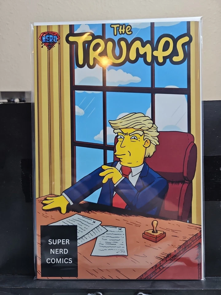 Simpsons Donald Trump The Trumps HOMAGE WHITE METAL TRADE COMIC!