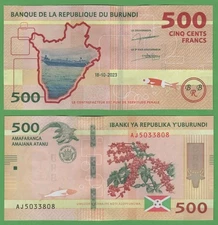 Burundi 500 Francs P-50 UNC 2023 World Currency African Banknote