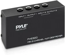 Pyle Mini Hum Eliminator – 2-Ch Passive Ground Loop Isolator | TRS I/O