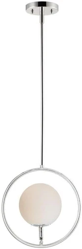 Sleek White Glass Mini Pendant Light with Polished Nickel Finish, 1-Light - Picture 1 of 4