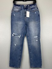 Cello Women Size 3 Denim Jeans High Rise Straight Leg Distressed NWT