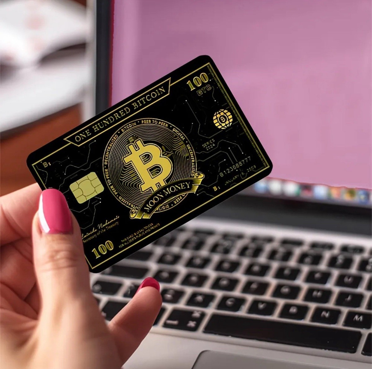 BITCOIN Crypto Moon Money Multi Gold Black Credit Debit Card Skin Sticker 1  PC