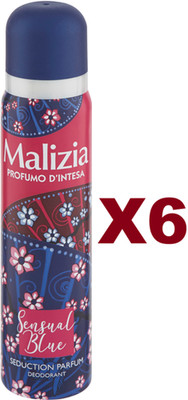 6 PCS MALIZIA PERFUMO D'INTESA SENSUAL SPRAY BLUE SEDUCTION DEODORANT 100ml