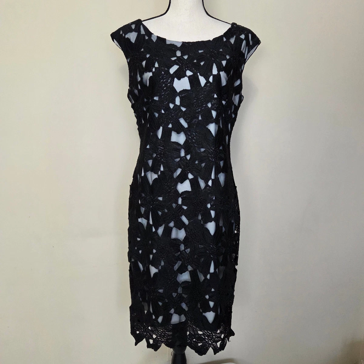 vera wang black lace dress Vera Wang Lace Maxi Dress Womens 2 Black Mother of Bride Formal Evening Gown