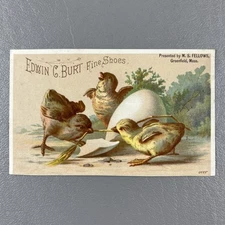 Victorian Trade Card 1881 Calendar Edwin Burt Fine Shoes Chicks Egg Greenfield