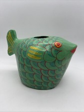 Vintage 1992 Clay Art Papier Mache Fish Tissue Dispenser Paper Mache