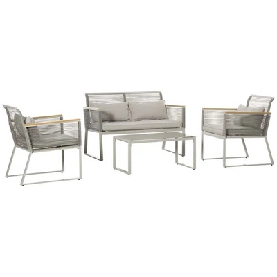 Outsunny 4 Pcs Garden Furniture Set, Grey, Refurbished - Image 1 of 4