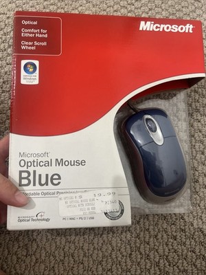 Microsoft Optical Mouse Blue K81 00004 USB PS/2 Windows Mac NEW