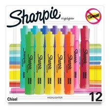 Chisel Tip Tank Highlighters Assorted Colors 12 Count Bulk Pack