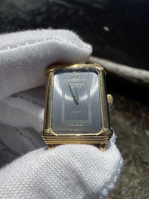 Raymond Weil Quartz 18K Gold Electroplated Analog Wristwatch Gray Dial Rectangle