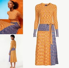 Scoop Women's RETRO  Spacedye Ribbed Midi Dress with Long Sleeves size XL(16-18)