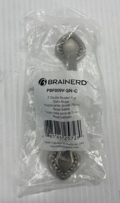 Brainerd 3  Double Beaded Drawer Pull PBF809V-SN-C Satin Nickel {122}.