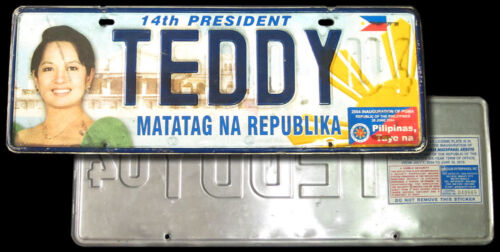 2004 Philippine PRESIDENT ARROYO COMMEMORATIVE License Car Plate TEDDY - Imagen 1 de 1