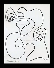 BLACK on WHITE #21 ORIGINAL ART DRAWING Modern Abstract Illustration C Peterson