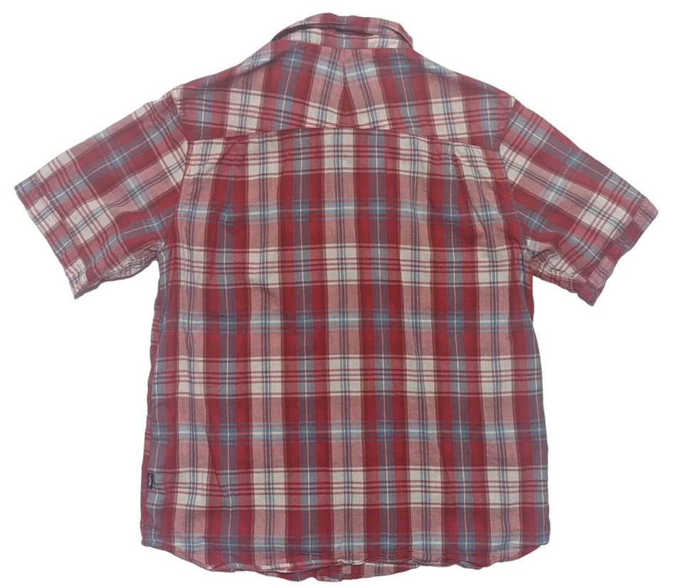 Camisa Western North Face Snap Para Hombres L Manga Corta Abotonada Roja A Cuadros Usada en Excelente Condición Foto 2 de 3