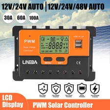 30A 60A 100A Solar Charge Controller 12V/24V/48V Lithium Battery Regulator 2 USB