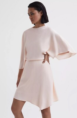 Reiss Womens NUDE CHRISTY CAPE SLEEVE ASYMMETRIC MINI DRESS | eBay