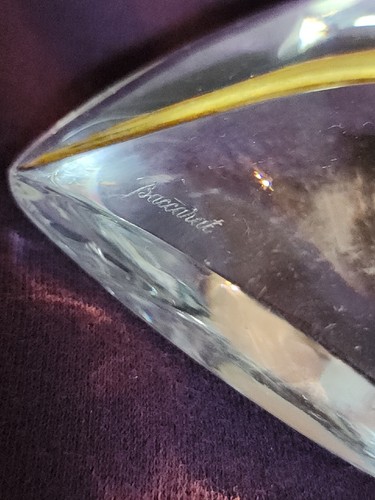 Baccarat Crystal Heart of Passion Paperweight With 18k Gold Accent Signed - Picture 3 of 13