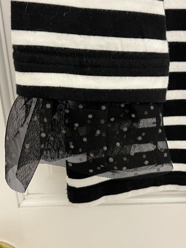 J crew NWT Black & White Striped Shirt With Polka Dot Lace Cuff Size M. - Picture 8 of 8