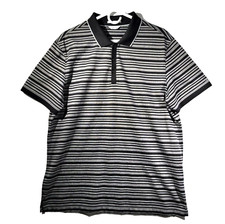 Calvin Klein Liquid Cotton Men's Size L Black Stripe Short Sleeve Polo Shirt