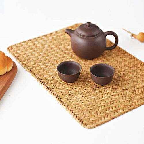 4 Pack Rectangular Woven Placemats Natural Seagrass Place Mats 17" X 12" Rattan