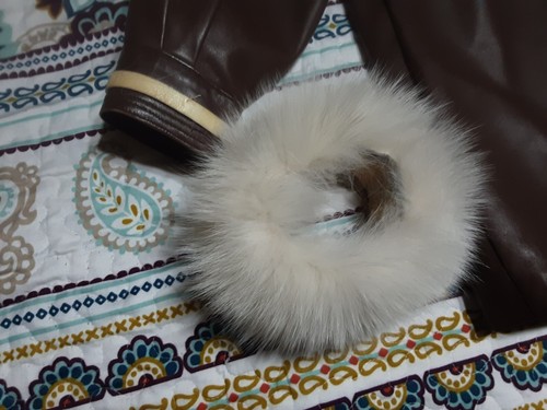 GENUINE MINK-FOX-LEATHER SHORT LADIES COAT..PETITE - Picture 8 of 10