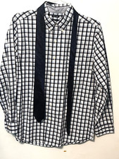 Men's Chaps Blue White Plaid Long Sleeve Button Down Shirt Easy Care Cotton Bl M