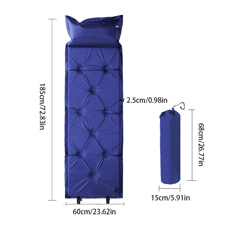 Inflatable Mat Camping Sleeping Self Inflating Mattress Bed Air Pillow