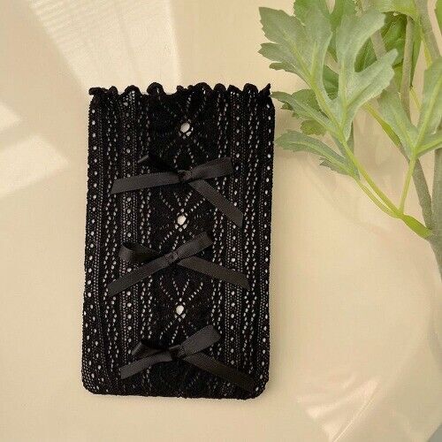 Bow Lolita Mittelschlauchsocken Damen schwarz-weiß süß Blumen Schlauchsocke süß - Bild 11 von 16