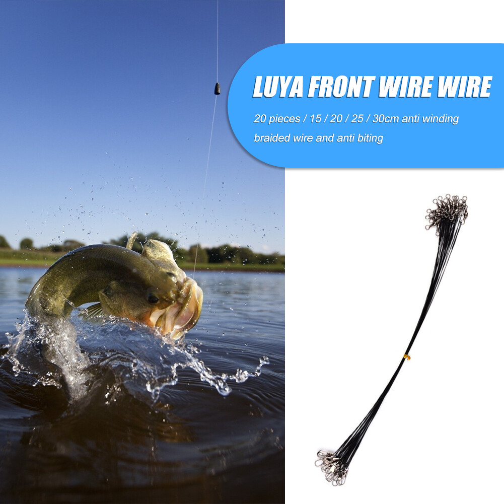 H1 20pcs Antibite Fishing Line Steel Wire Leader Fishing Tackle (20cm