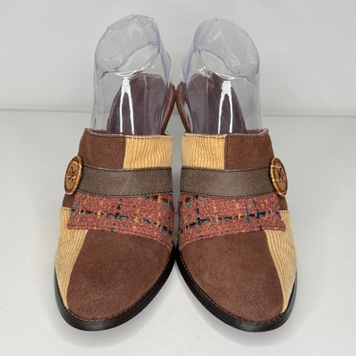 Kenzie Shoes Womens Size 9 Touch Patckwork Leather Suede Corduroy & Fabric Mules - Picture 4 of 9