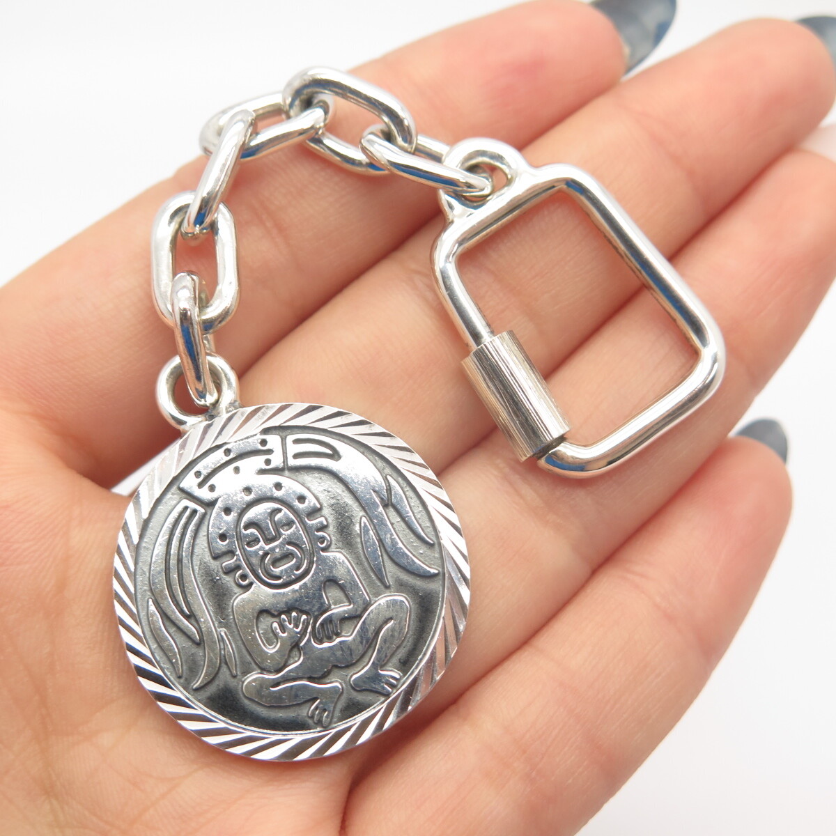 925 Sterling Silver Vintage Mexico Tribal Man Key Chain