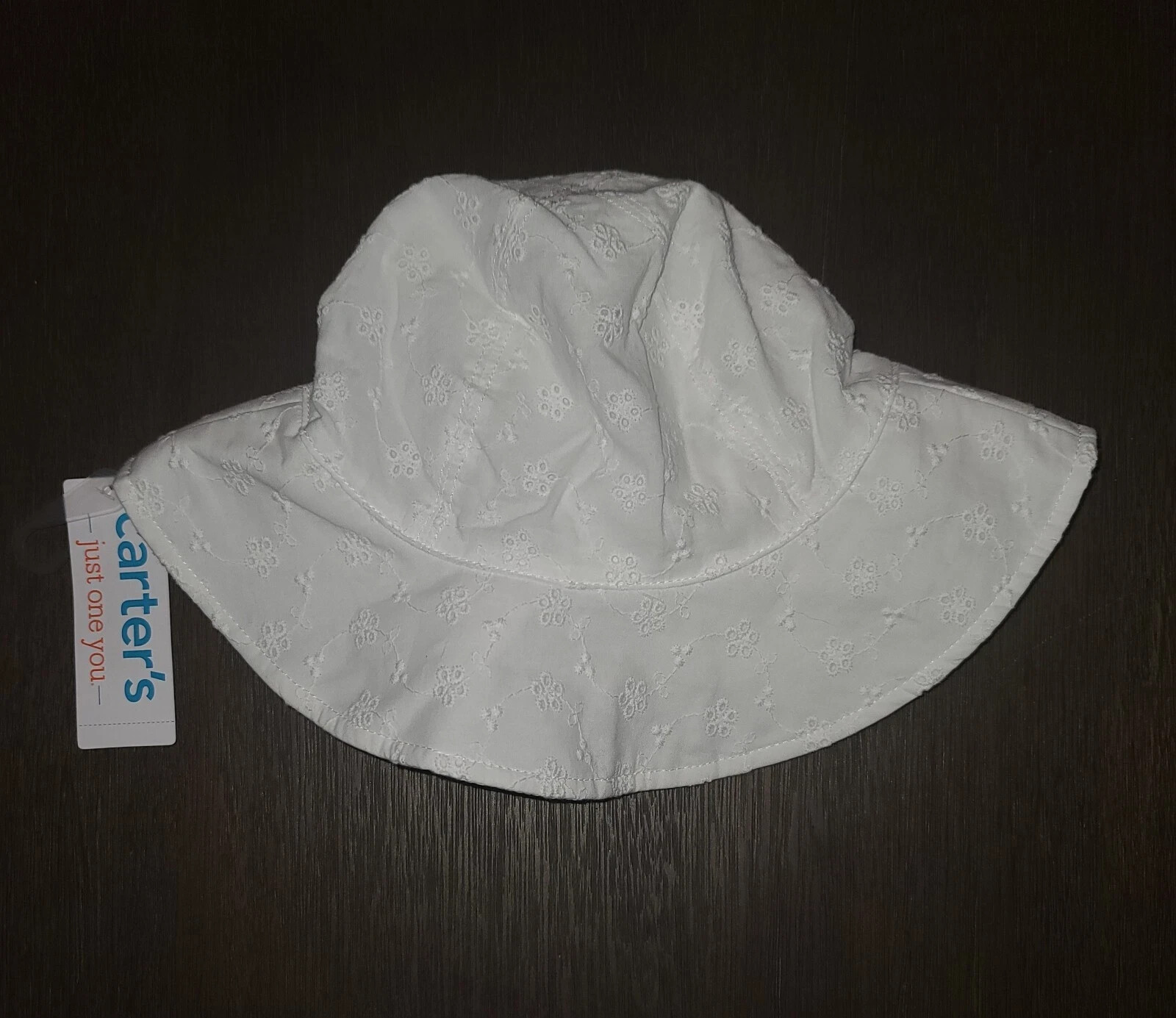 NEW BABY GIRLS CARTER'S JUST ONE YOU WHITE EYELET SUN HAT SI