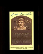 Rick Ferrell Signed Gold Hall of Fame Plaque Postcard Boston Red Sox Autograph